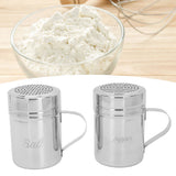 2pcs Stainless Steel Dredge Shaker with Lid Handle Salt Sugar Shakers Seasoning Pepper Shaker for Cooking Baking - Extra Image