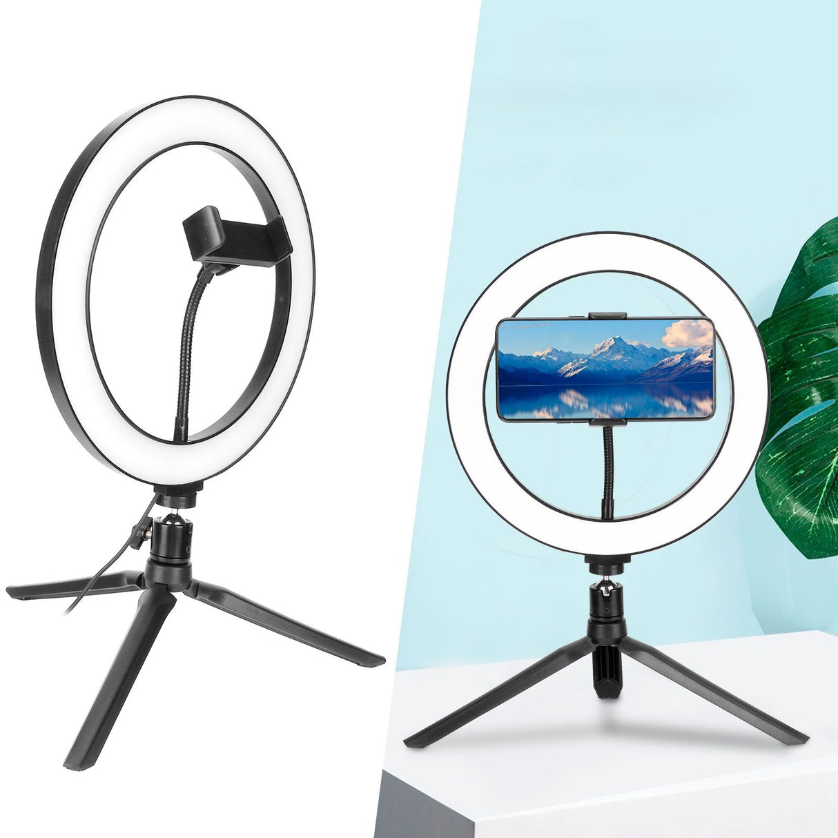 LED Ring Light 10 Levels Dimming Desktop Fill Lamp with 3 Color Temperature for Live Broadcast