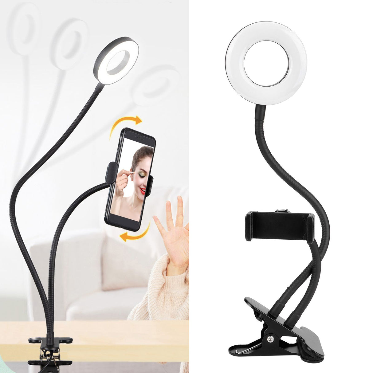 USB Fill Light LED Ring Light 10 Gears Dimming with Clip for Live Photography Reading Embroidery