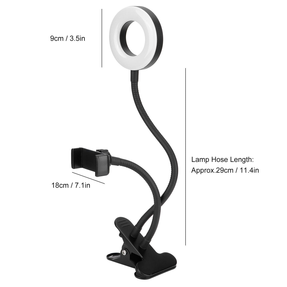 USB Fill Light LED Ring Light 10 Gears Dimming with Clip for Live Photography Reading Embroidery
