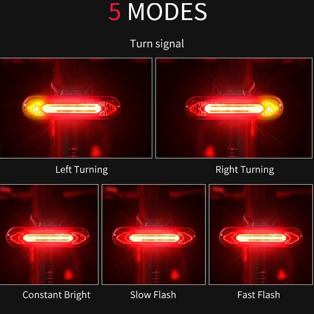 Bicycle Turn Signal Lamp USB Charging Wireless Remote Tail Light Mountain Bike Accessory