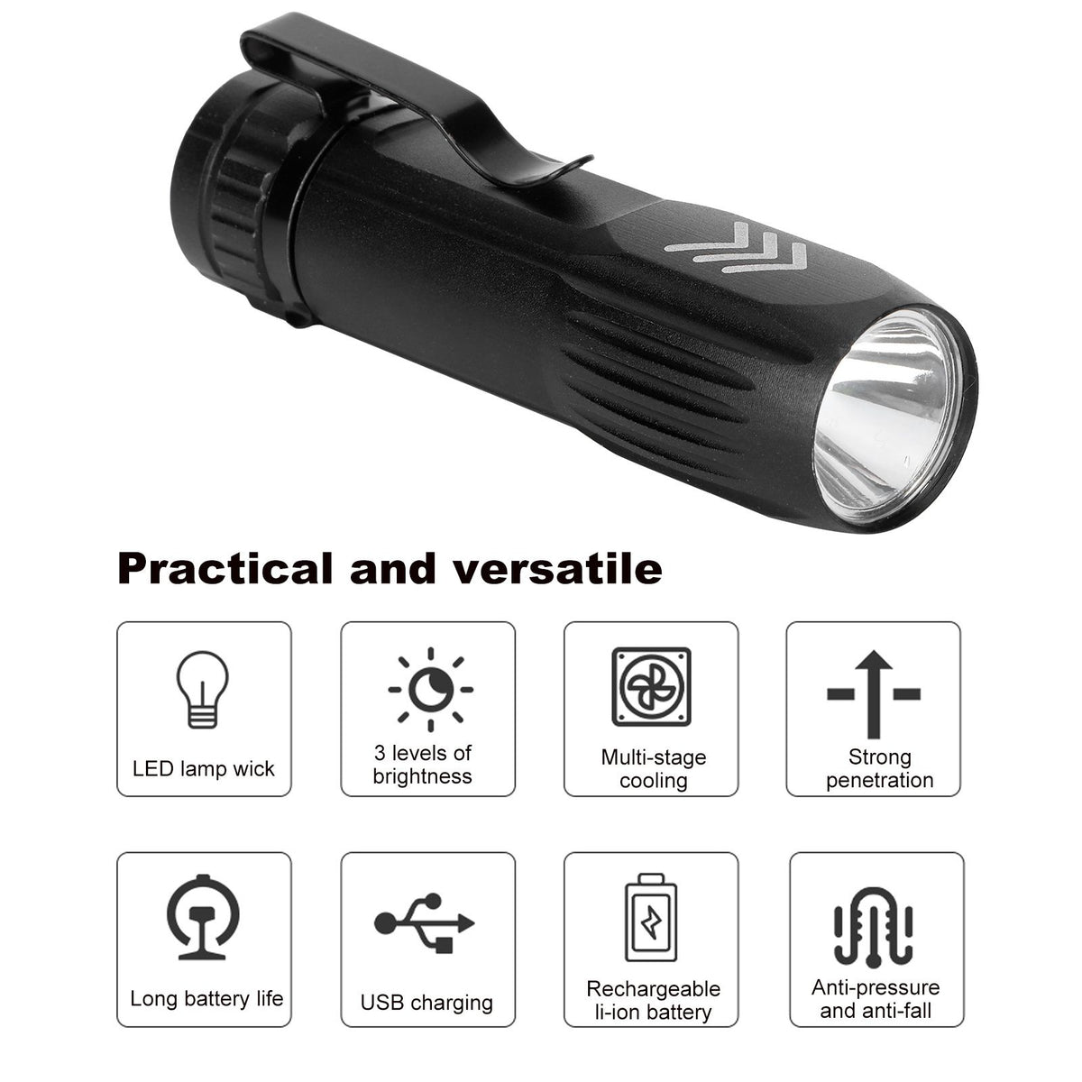Small Super Bright Flashlight USB Rechargeable Torch Waterproof Adjustable Flashlight