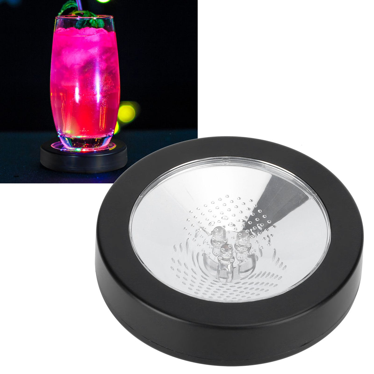 LED Coaster Round Cup Drink Mat Light Tableware Luminous Base with Gravity Sensor for Bar KTV