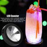 LED Coaster Round Cup Drink Mat Light Tableware Luminous Base with Gravity Sensor for Bar KTV