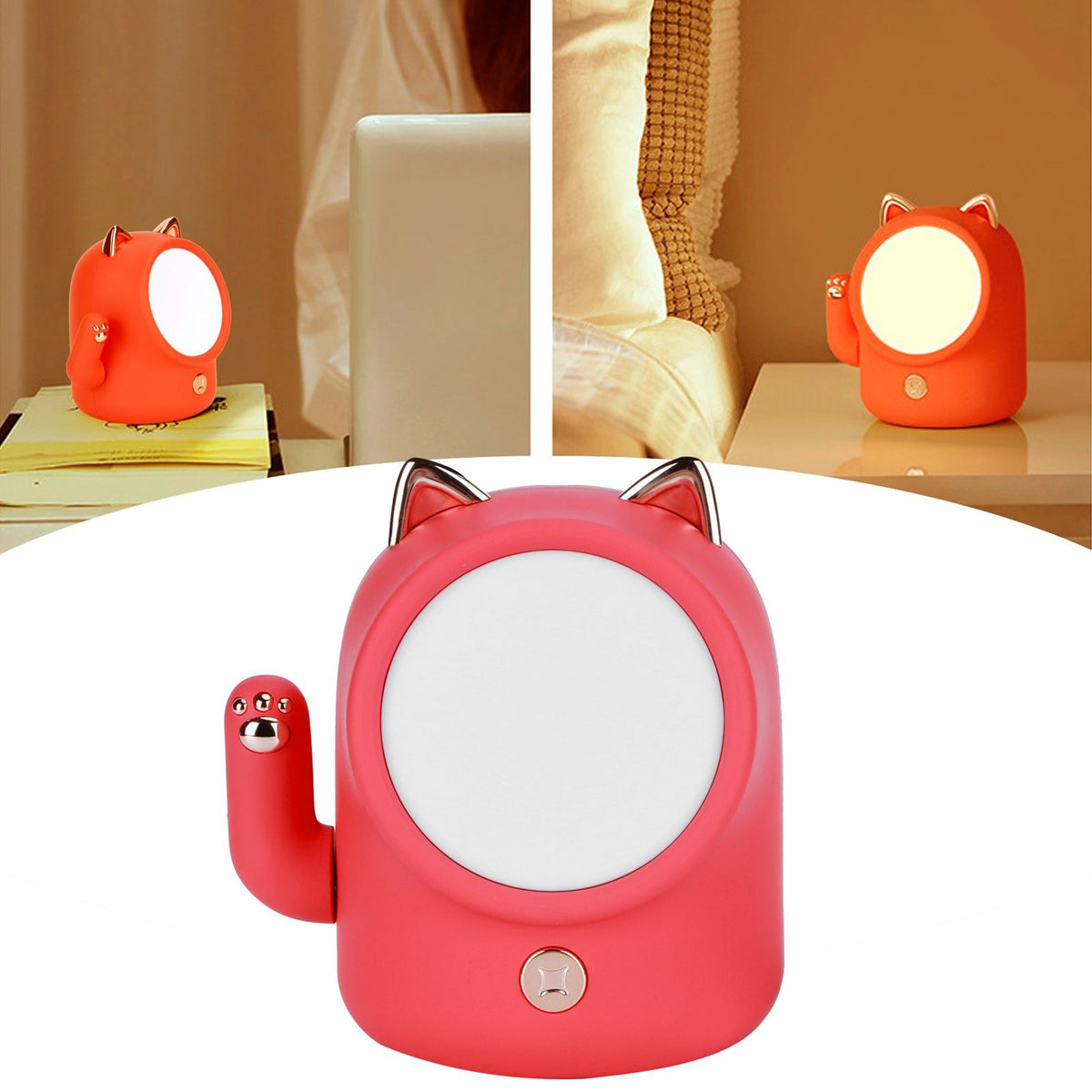Cute Cat Shaped Night Light Nursey Light Touch Control Table Lamp Home Decoration USB Charging