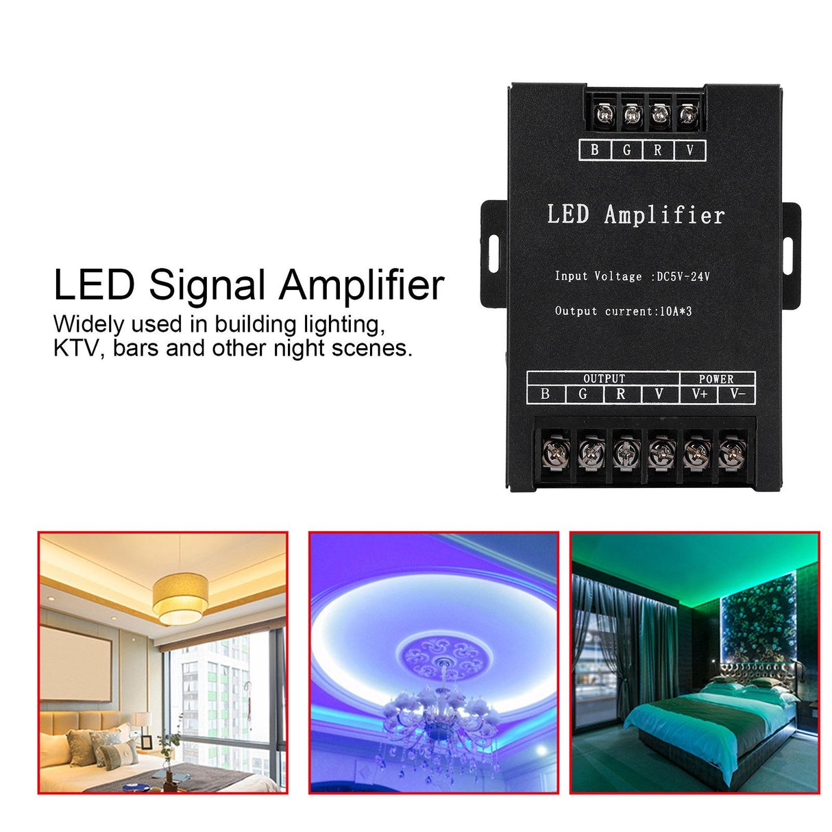 LED Signal Amplifier Lamp RGB Light Strip Power Controller Repeater Module DC5-24V