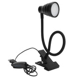 Adjustable Clip Lamp USB Learning Light Reading Eye Protection Lighting SuppliesBlack - Front View