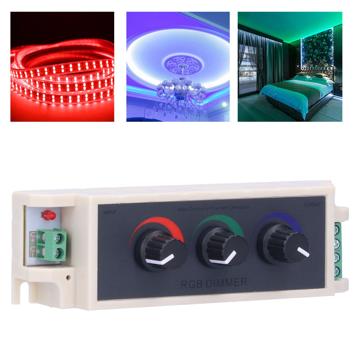 RGB Knob Dimmer Smart LED Light Brightness Adjustment 3‑Channel Controller DC12‑24V