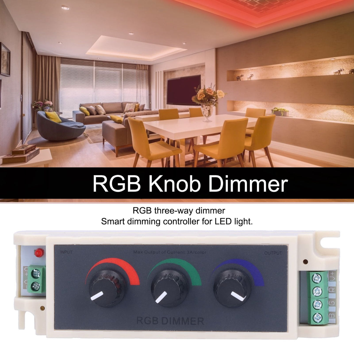 RGB Knob Dimmer Smart LED Light Brightness Adjustment 3‑Channel Controller DC12‑24V