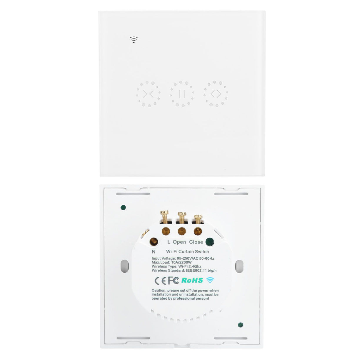 WiFi Smart Touch Wall Switch APP Control for Curtain Garage Door Power Doors AC 95-250VWhite