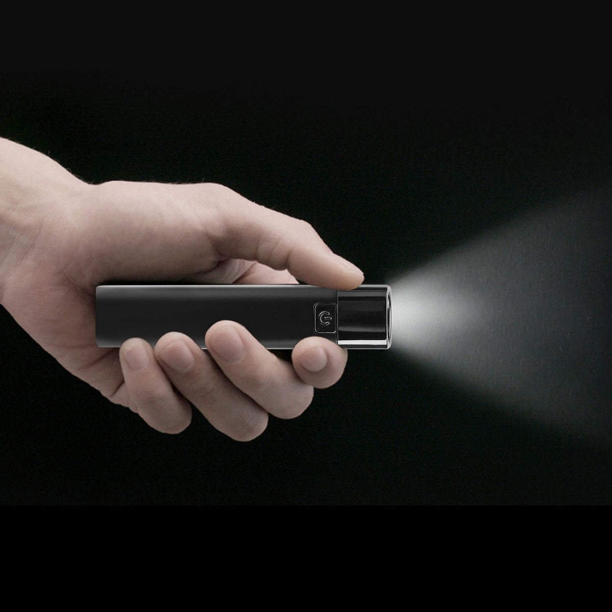 Mini Flashlight Strong Light USB Input Output Phone Charging LED MultiFunction Lamp(Black )