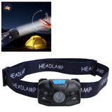 Outdoor USB Rechargeable LED Fishing Headlamp Finger Sensing Waterproof Headlight