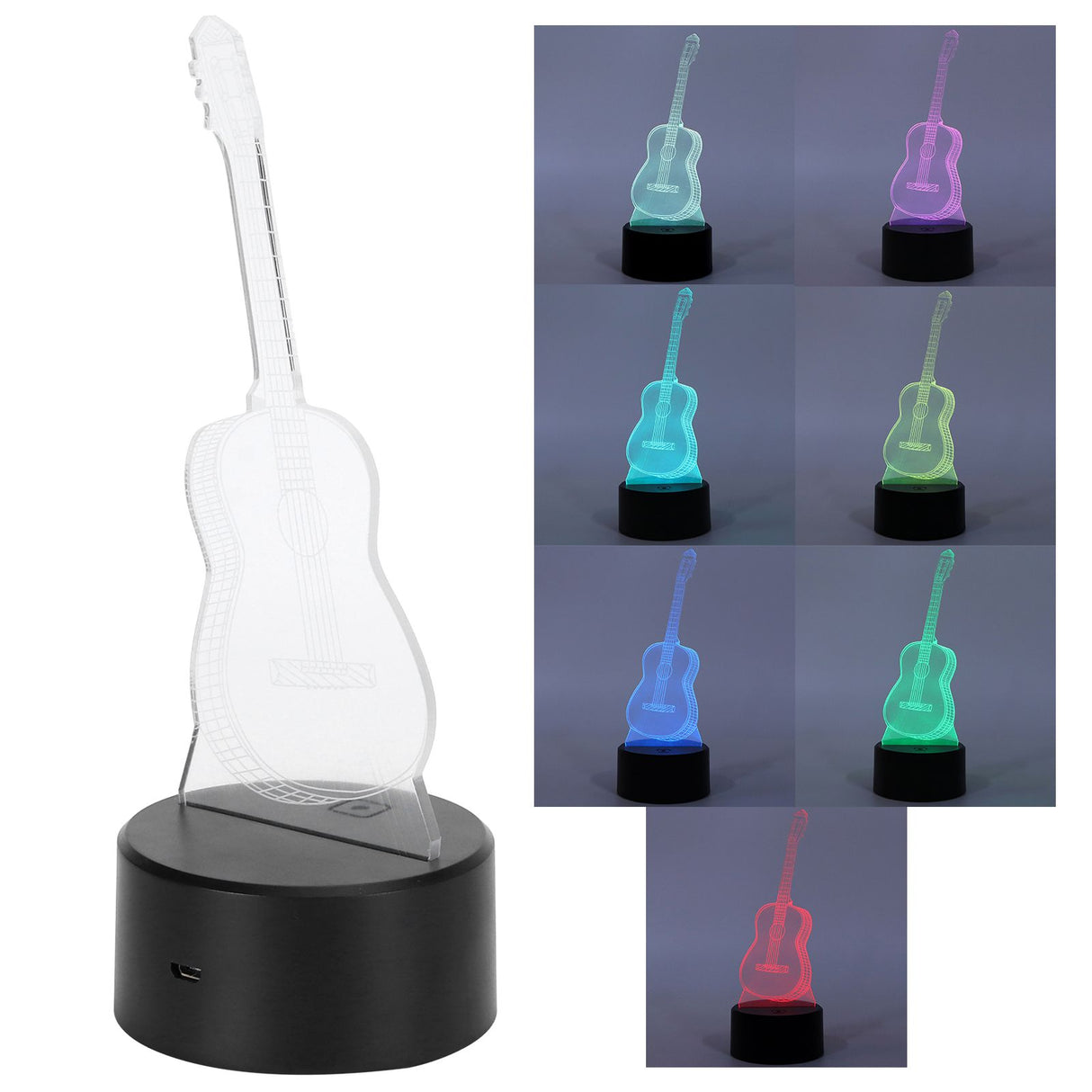 3D Guitar Night Light LED 7 Colors Nightlight Switch Desktop Lamp Home Decoration