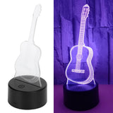 3D Guitar Night Light LED 7 Colors Nightlight Switch Desktop Lamp Home Decoration