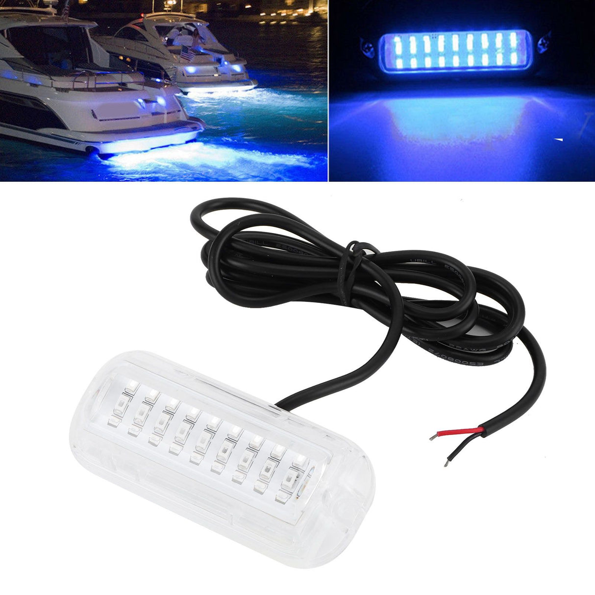 Underwater Ship Beam Light Stainless Steel 27LED Waterproof Marine Lamp 50W DC10-30V
