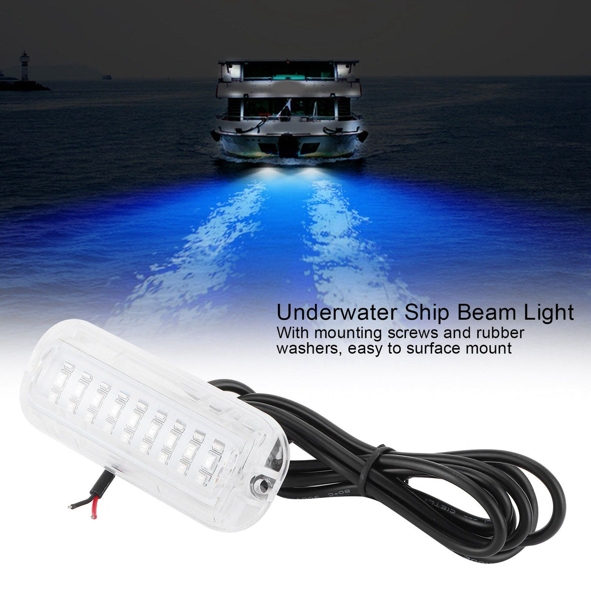 Underwater Ship Beam Light Stainless Steel 27LED Waterproof Marine Lamp 50W DC10-30V
