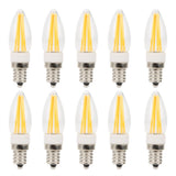 10Pcs E12 Long Filament Light Bulbs 3W AC110V Chandelier Ceiling Lamp Bulb Warm White