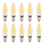 10Pcs E12 Long Filament Light Bulbs 3W AC110V Chandelier Ceiling Lamp Bulb Warm White
