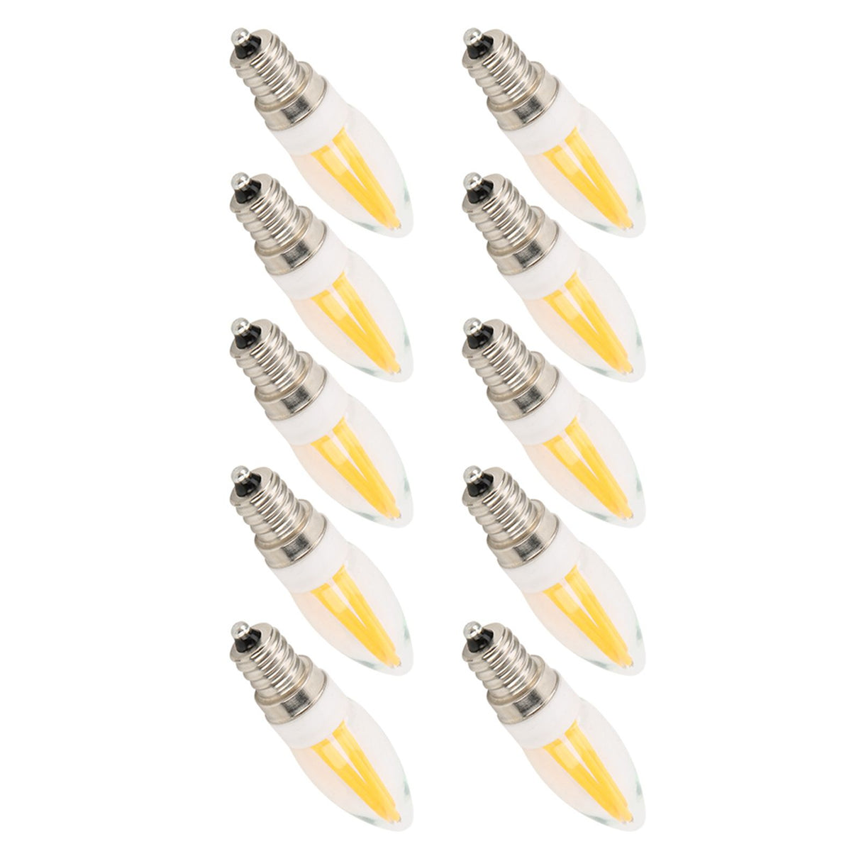 10Pcs E12 Long Filament Light Bulbs 3W AC110V Chandelier Ceiling Lamp Bulb Warm White