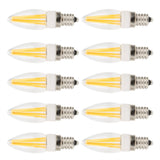 10Pcs E12 Long Filament Light Bulbs 3W AC110V Chandelier Ceiling Lamp Bulb Warm White - Side View