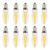 10Pcs E12 Long Filament Light Bulbs 3W AC110V Chandelier Ceiling Lamp Bulb Warm White