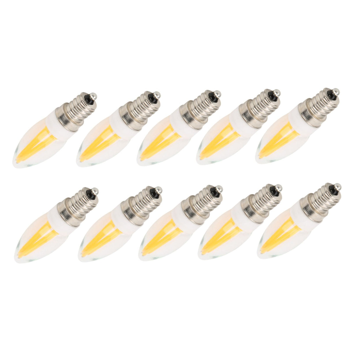 10Pcs E12 Long Filament Light Bulbs 3W AC110V Chandelier Ceiling Lamp Bulb Warm White