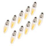 10Pcs E12 Long Filament Light Bulbs 3W AC110V Chandelier Ceiling Lamp Bulb Warm White