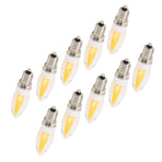 10Pcs E12 Long Filament Light Bulbs 3W AC110V Chandelier Ceiling Lamp Bulb Warm White