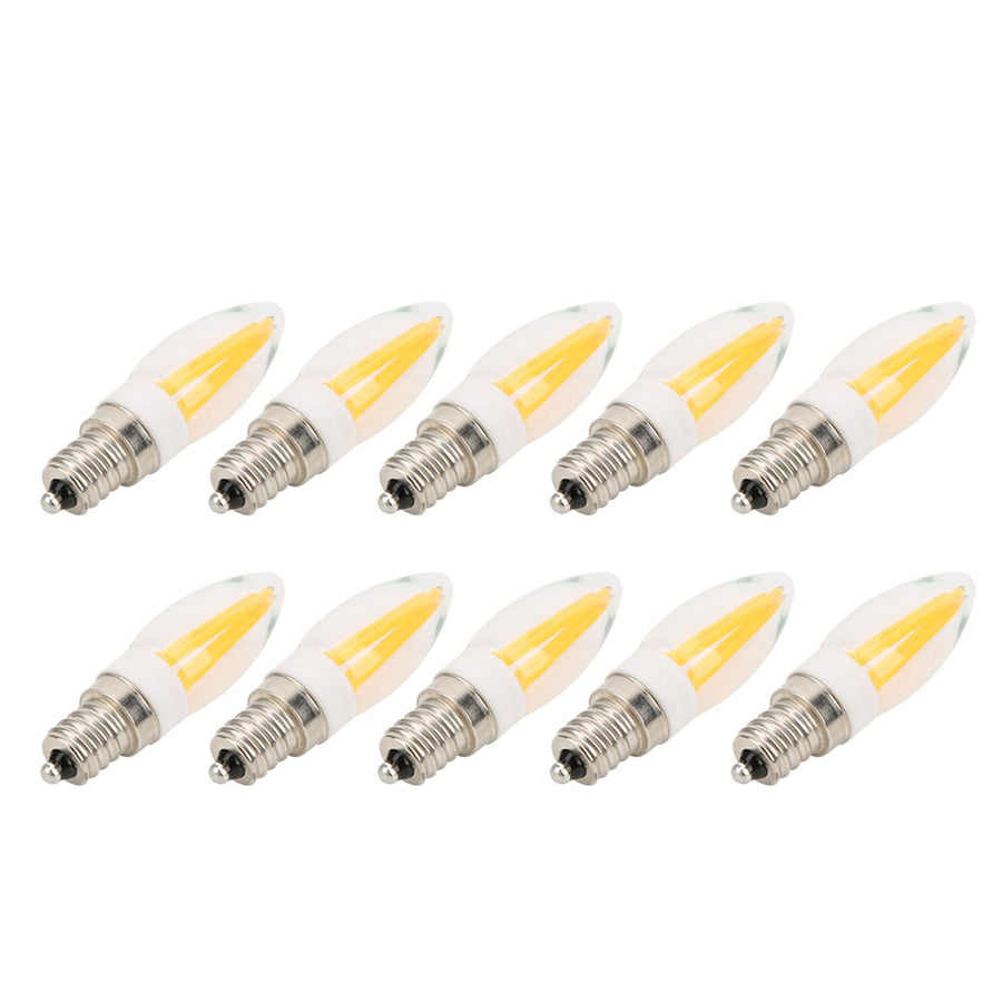 10Pcs E12 Long Filament Light Bulbs 3W AC110V Chandelier Ceiling Lamp Bulb Warm White