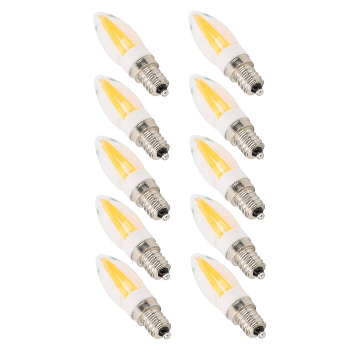 10Pcs E12 Long Filament Light Bulbs 3W AC110V Chandelier Ceiling Lamp Bulb Warm White