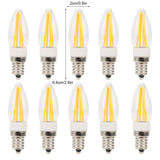 10Pcs E12 Long Filament Light Bulbs 3W AC110V Chandelier Ceiling Lamp Bulb Warm White