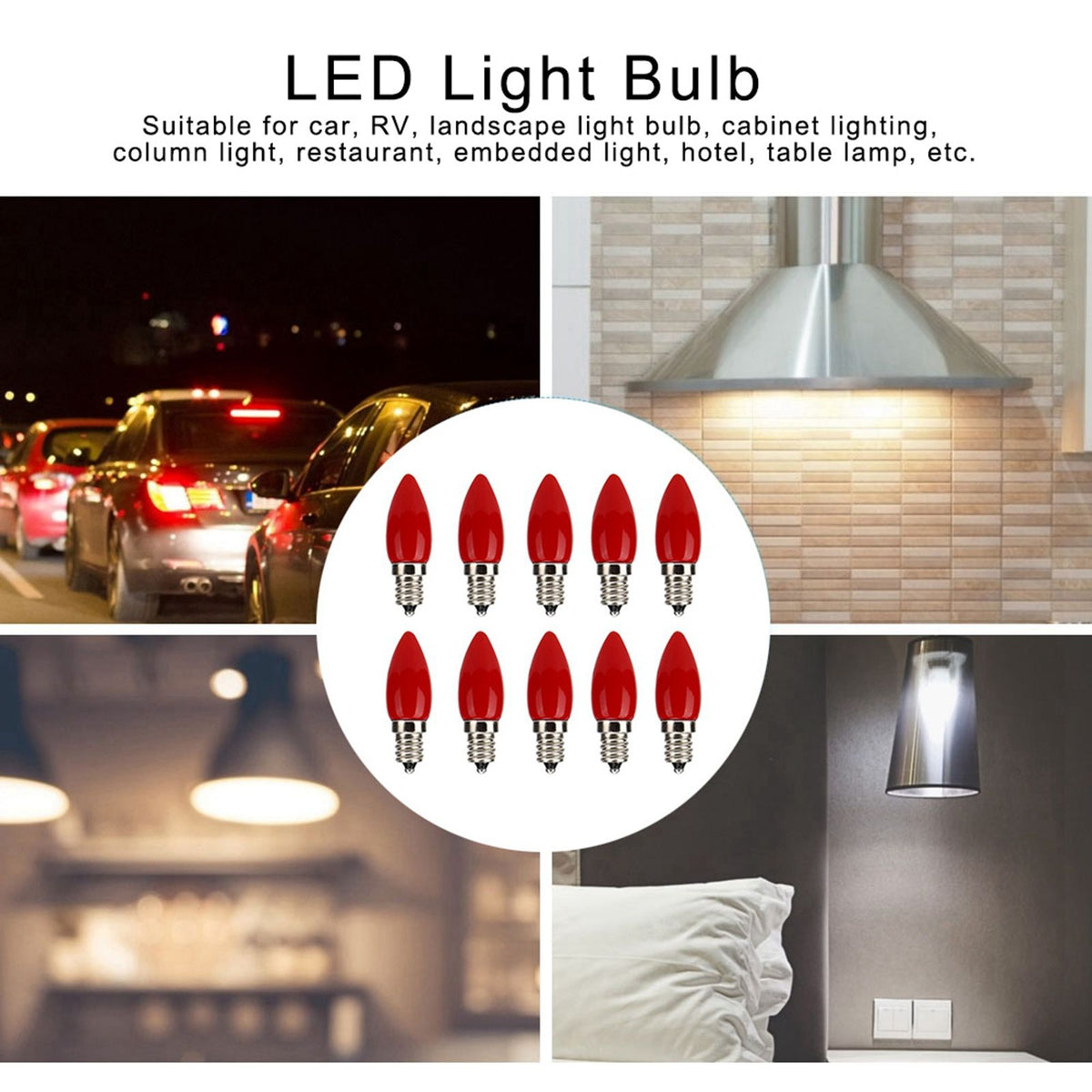 10Pcs Mini E12 LED Light Bulb 1.5W AC110V for Home Chandelier Ceiling Light Wall Lamp