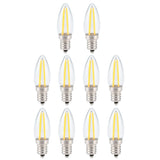 10Pcs E12 Long Filament Small LED Light Bulbs Dimmable Lamp 1.5W AC110V for Home Lighting