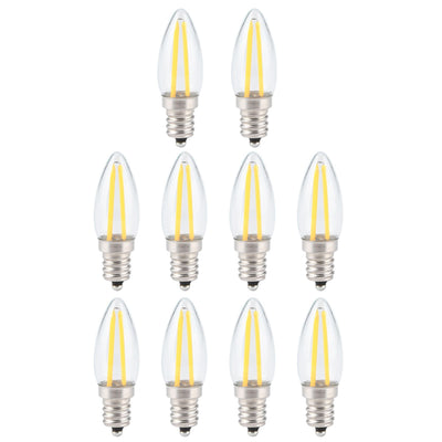 10Pcs E12 Long Filament Small LED Light Bulbs Dimmable Lamp 1.5W AC110V for Home Lighting
