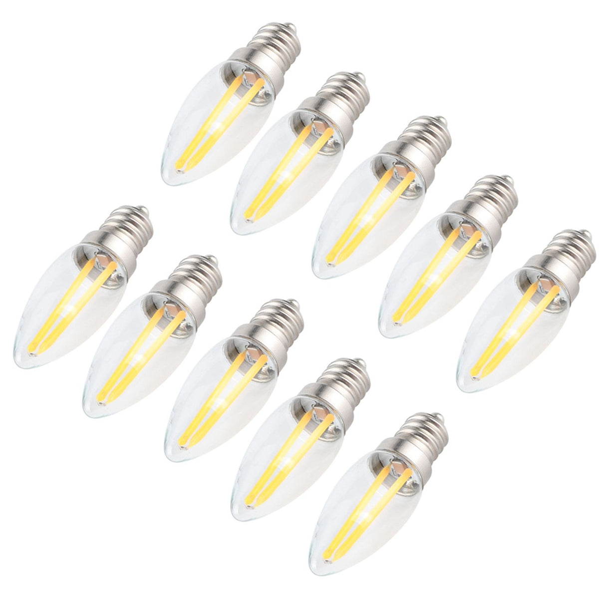 10Pcs E12 Long Filament Small LED Light Bulbs Dimmable Lamp 1.5W AC110V for Home Lighting