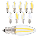 10Pcs E12 Long Filament Small LED Light Bulbs Dimmable Lamp 1.5W AC110V for Home Lighting - Close-Up Angle