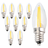 10Pcs E12 Long Filament Small LED Light Bulbs Dimmable Lamp 1.5W AC110V for Home Lighting