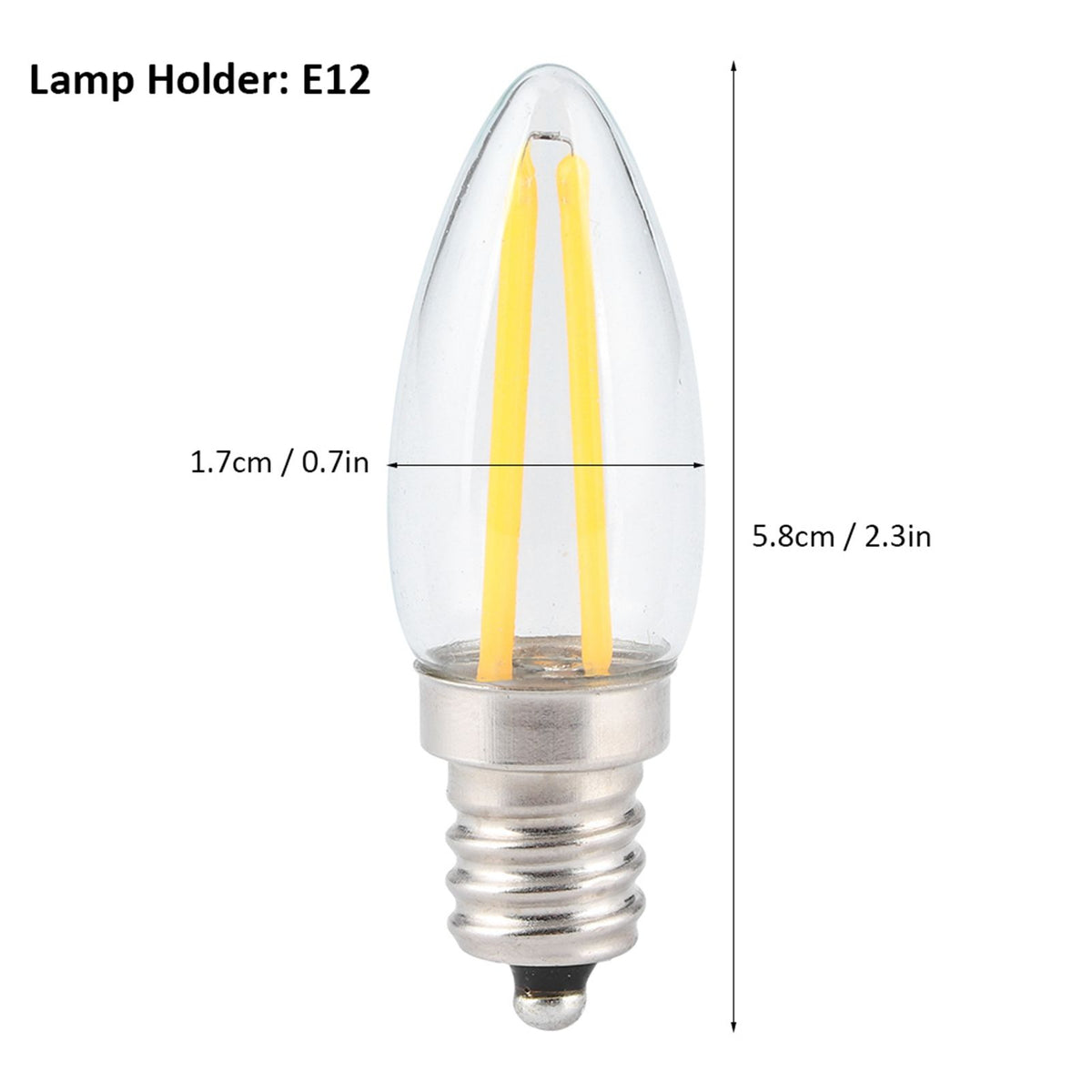 10Pcs E12 Long Filament Small LED Light Bulbs Dimmable Lamp 1.5W AC110V for Home Lighting