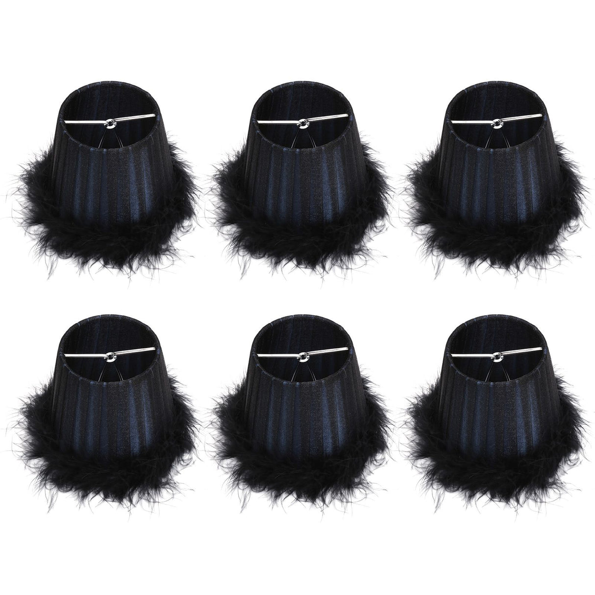 6Pcs Feather Cloth Lampshade Blue Hotel Chandelier Wall Lamp Decoration Protective Cover