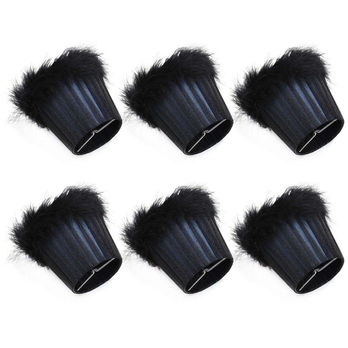 6Pcs Feather Cloth Lampshade Blue Hotel Chandelier Wall Lamp Decoration Protective Cover