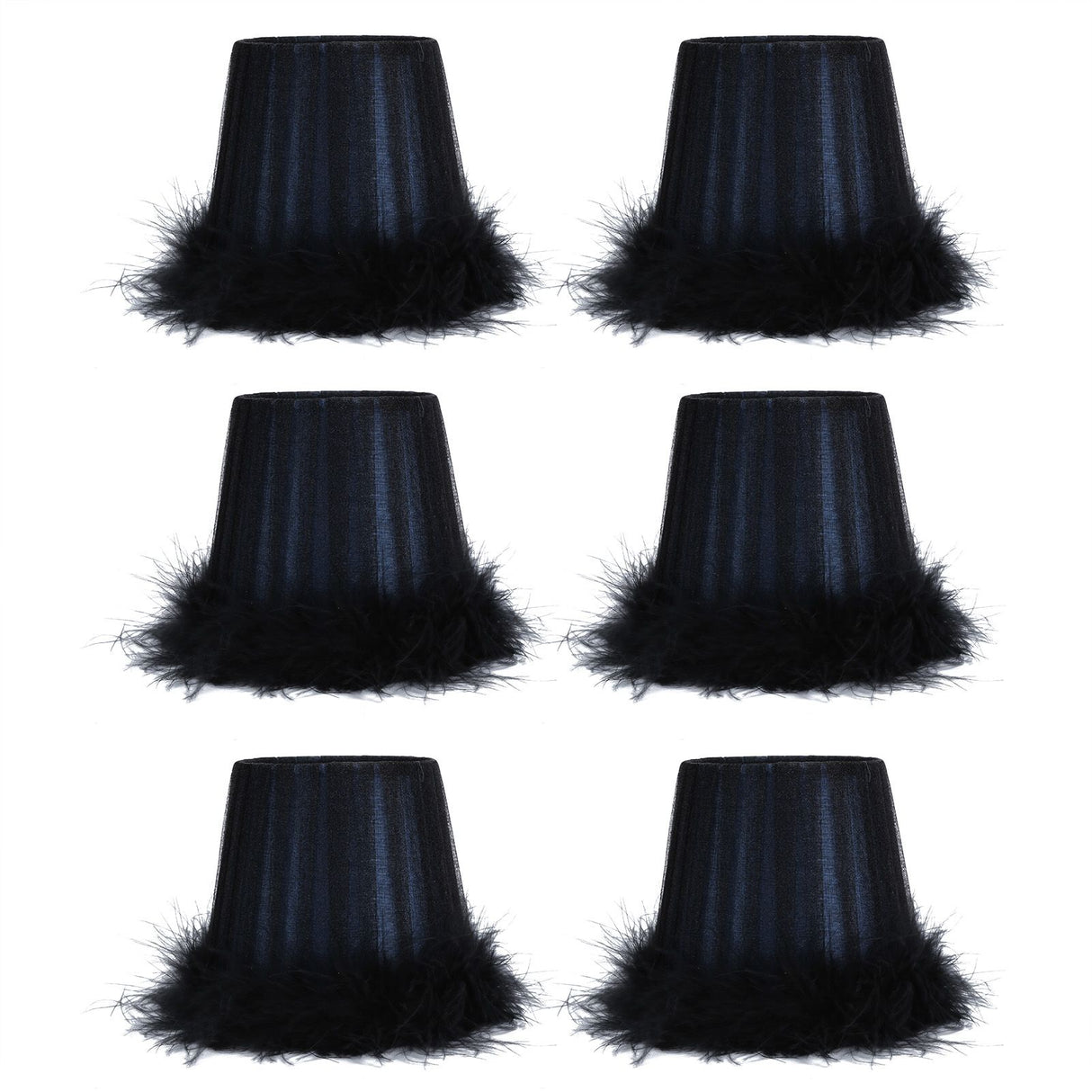 6Pcs Feather Cloth Lampshade Blue Hotel Chandelier Wall Lamp Decoration Protective Cover