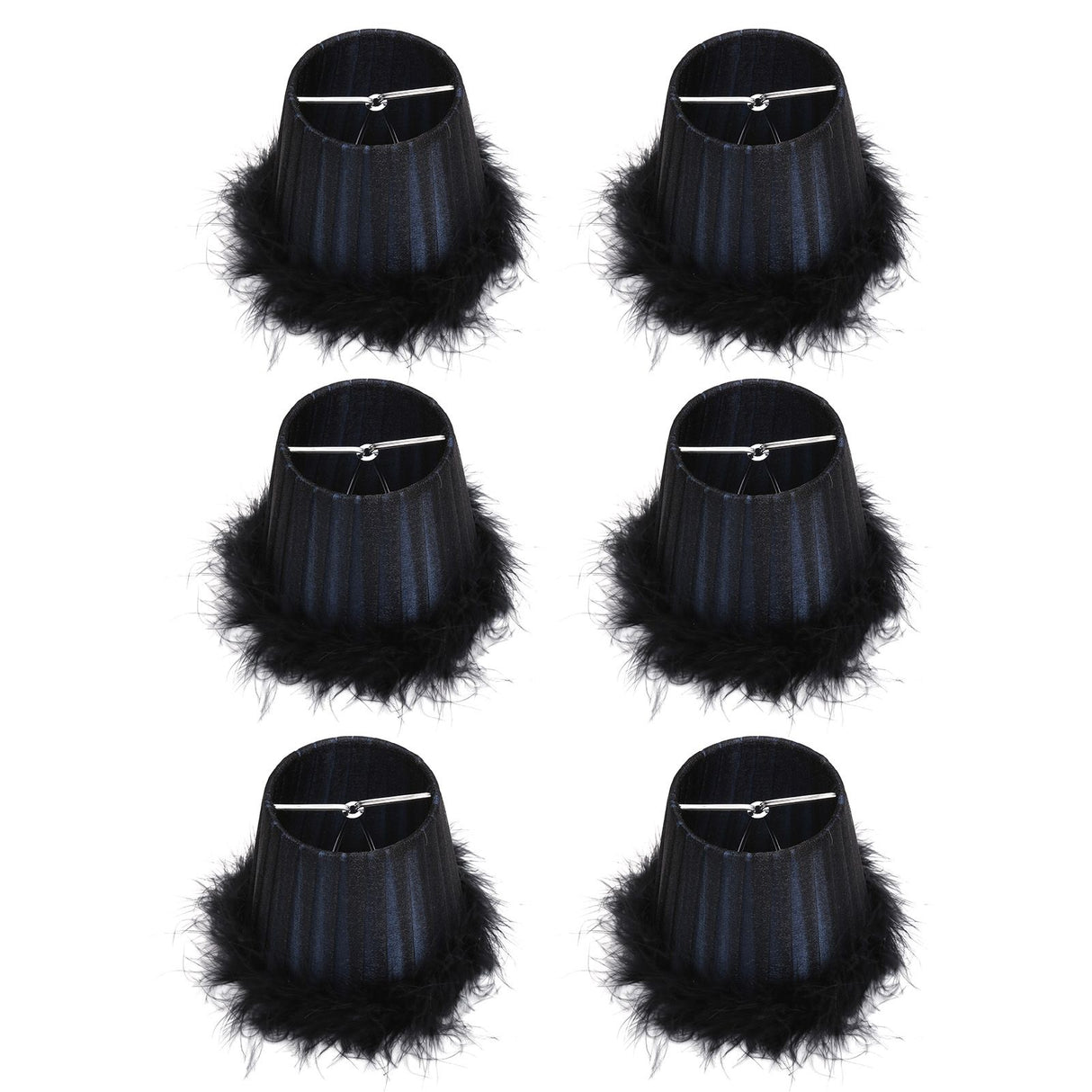 6Pcs Feather Cloth Lampshade Blue Hotel Chandelier Wall Lamp Decoration Protective Cover