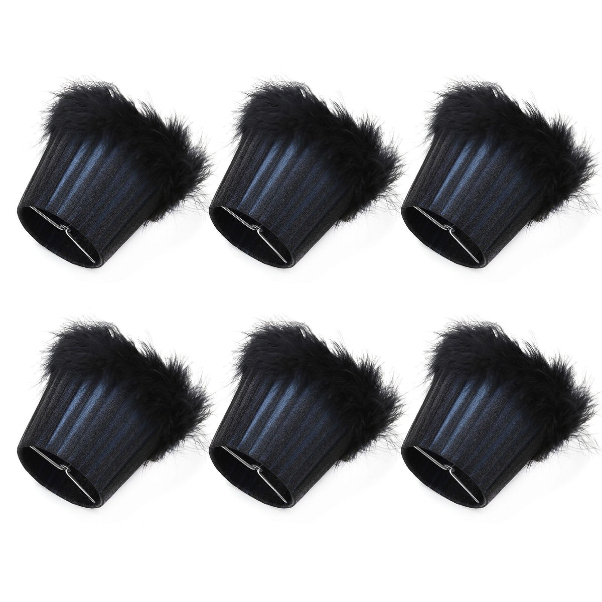 6Pcs Feather Cloth Lampshade Blue Hotel Chandelier Wall Lamp Decoration Protective Cover