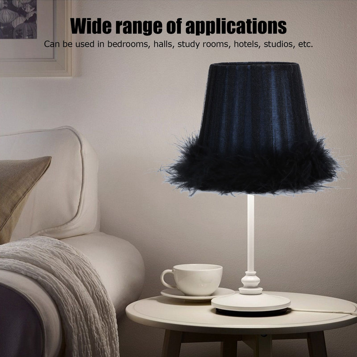 6Pcs Feather Cloth Lampshade Blue Hotel Chandelier Wall Lamp Decoration Protective Cover