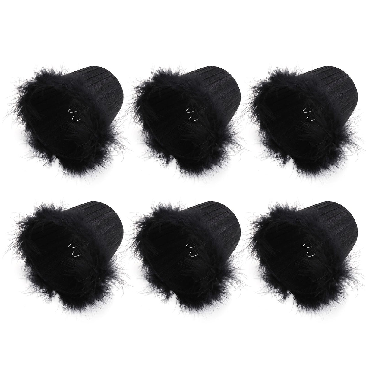 6Pcs Cloth Pendant Lamp Shade with Feather Edge Chandelier Lampshade Light Decoration Accessories