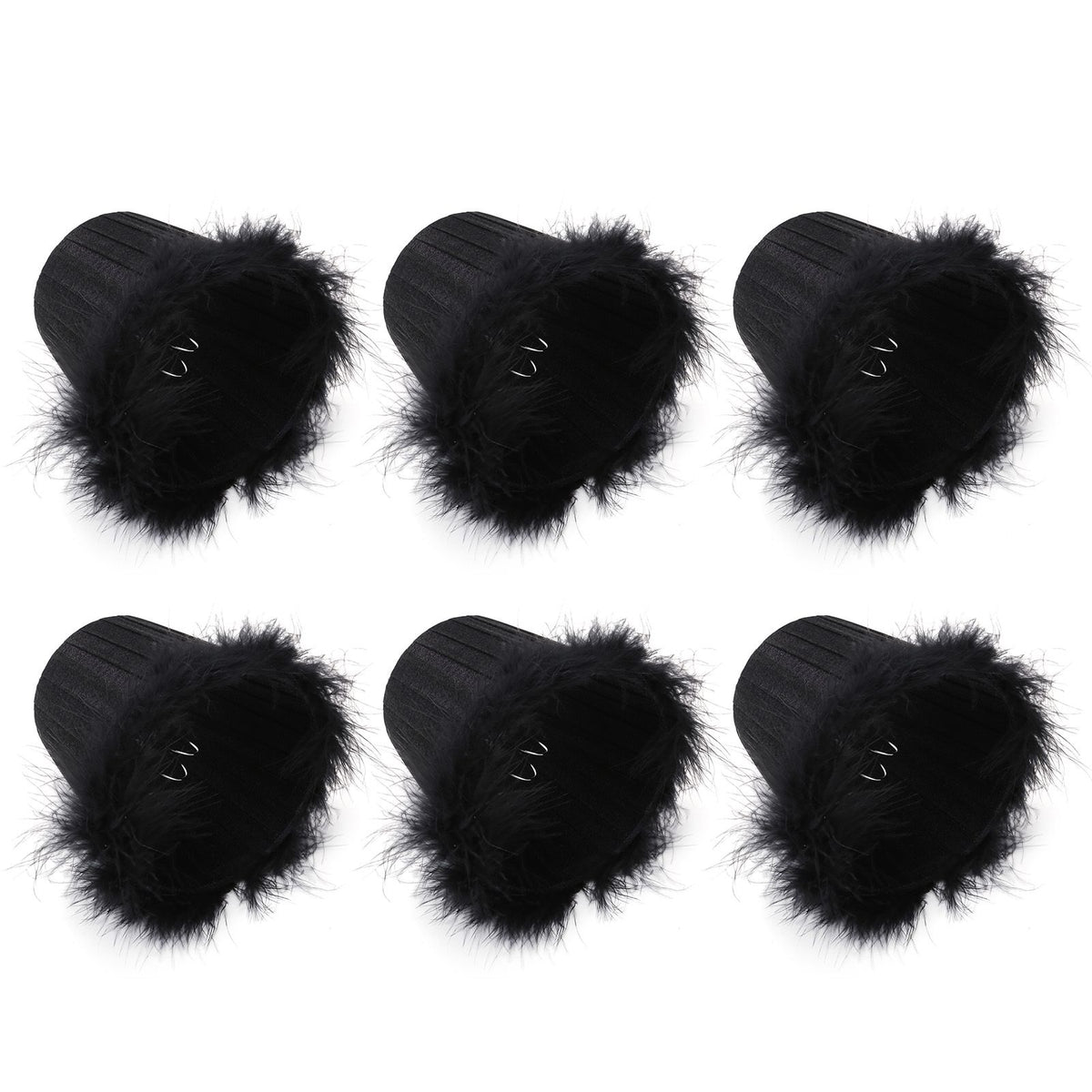 6Pcs Cloth Pendant Lamp Shade with Feather Edge Chandelier Lampshade Light Decoration Accessories