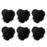 6Pcs Cloth Pendant Lamp Shade with Feather Edge Chandelier Lampshade Light Decoration Accessories - Close-Up Angle
