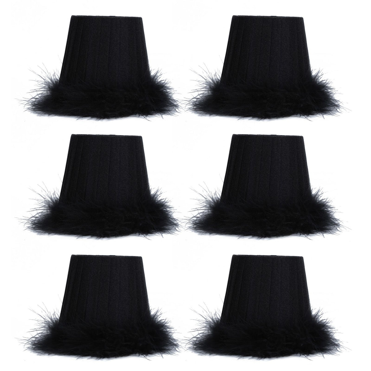 6Pcs Cloth Pendant Lamp Shade with Feather Edge Chandelier Lampshade Light Decoration Accessories