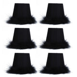 6Pcs Cloth Pendant Lamp Shade with Feather Edge Chandelier Lampshade Light Decoration Accessories - Low Angle