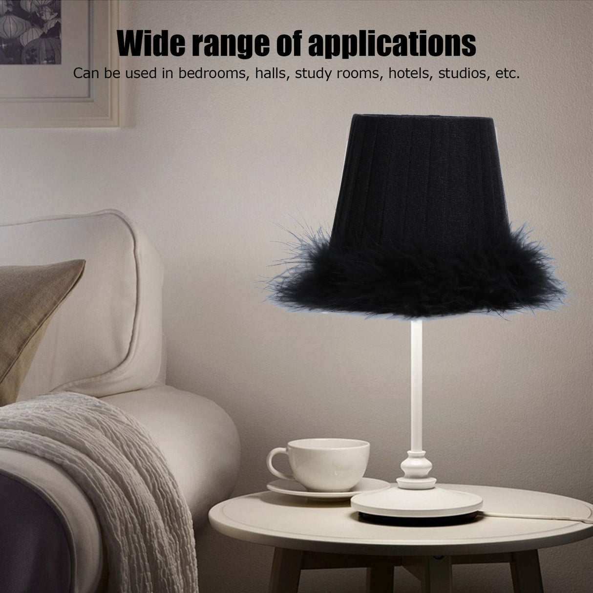 6Pcs Cloth Pendant Lamp Shade with Feather Edge Chandelier Lampshade Light Decoration Accessories